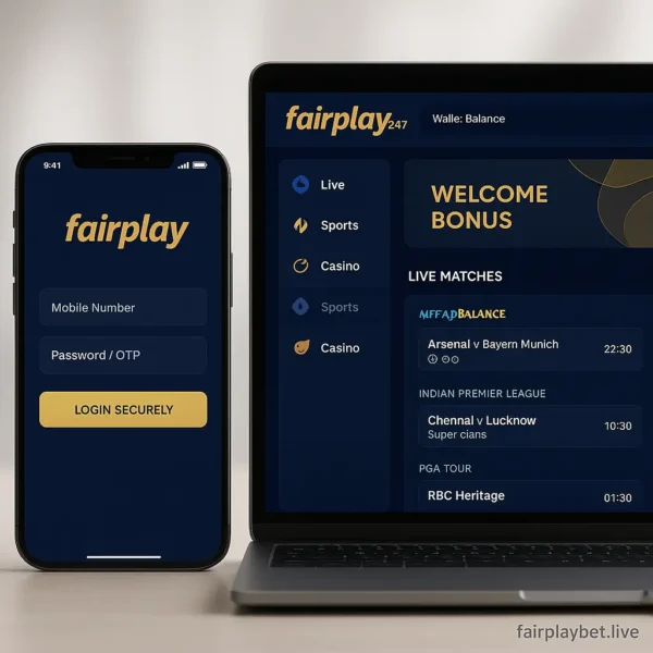 FairPlay247 login process and FairPlay 247 dashboard displayed on mobile and laptop — fairplaybet.live