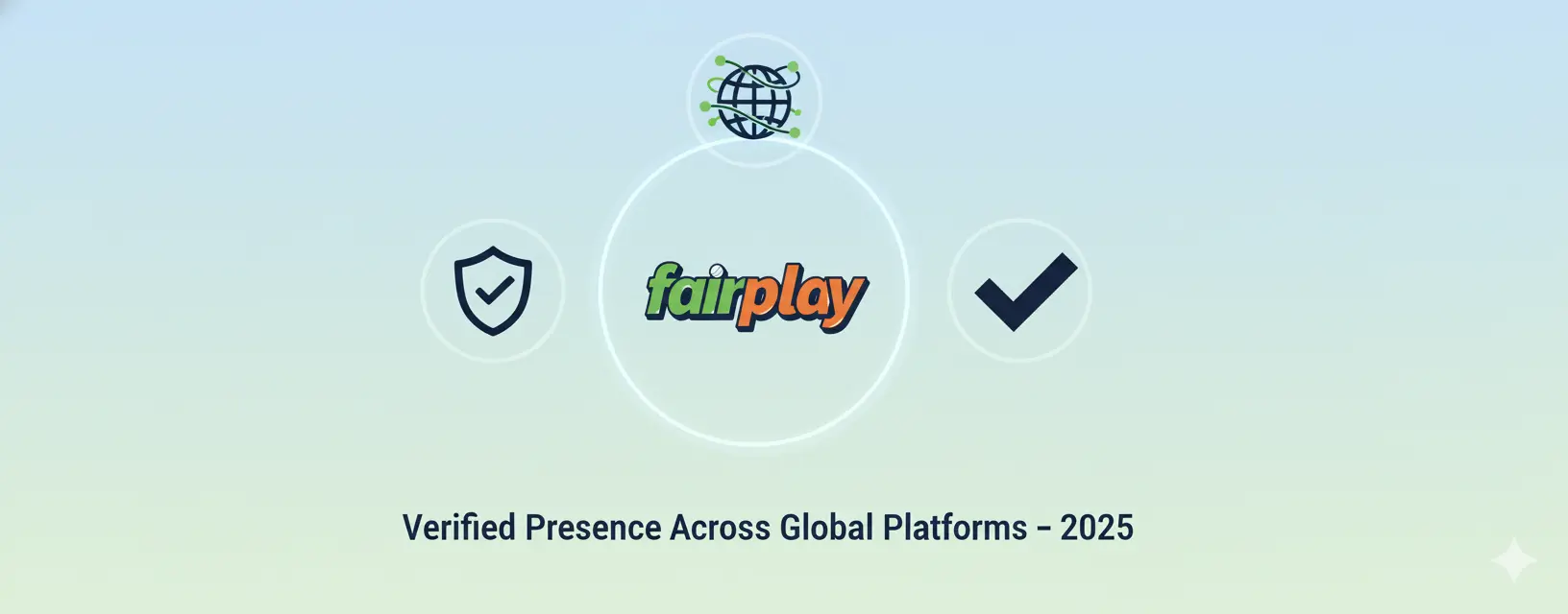 FairPlay logo with verified shield, globe, and trust icons symbolizing verified online presence