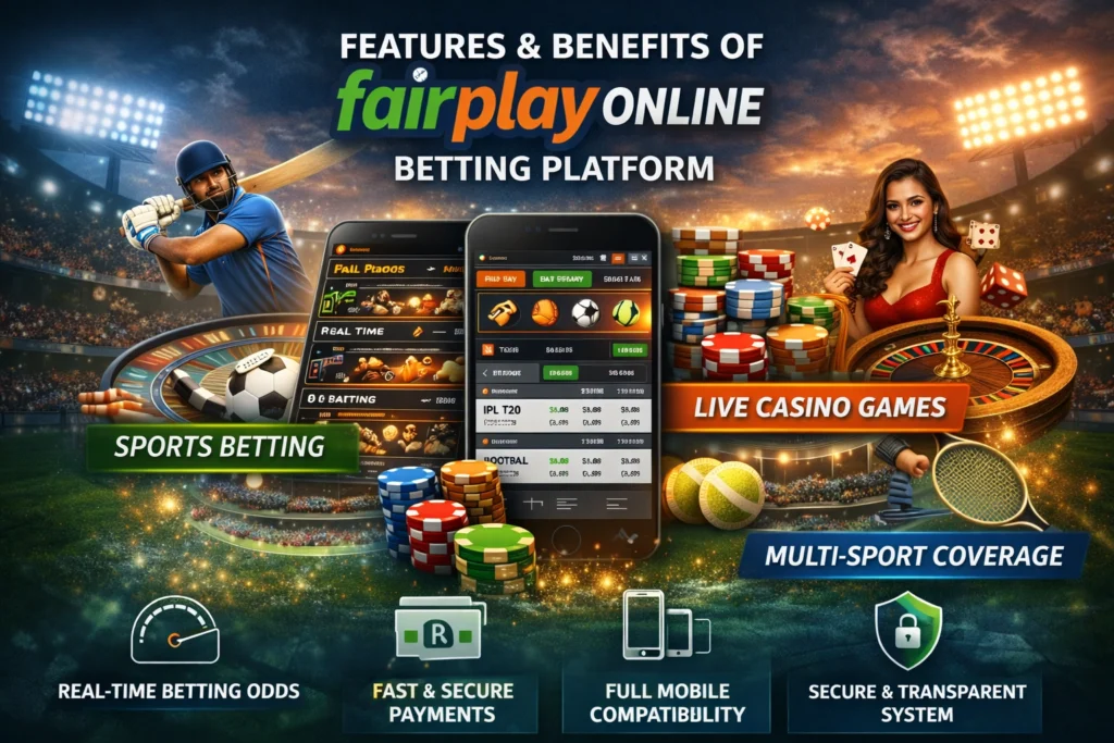 Features and benefits of Fair Play Online betting platform with live cricket betting, casino games, fast payments, and multi sports coverage
