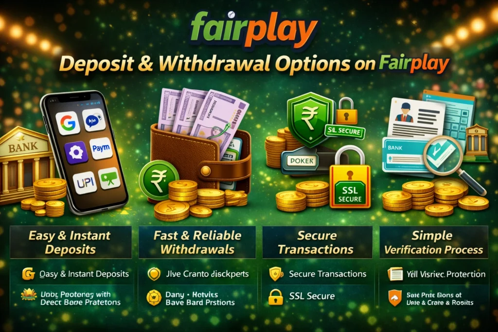 Fairplay deposit and withdrawal options with UPI, bank transfer and secure transactions