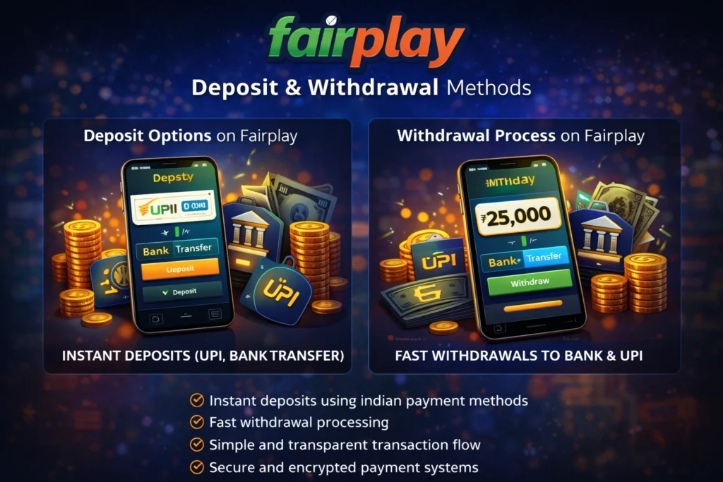 Fairplay deposit and withdrawal methods with UPI and bank transfer in India