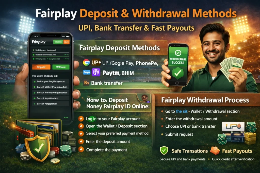 Fairplay deposit and withdrawal methods using UPI and bank transfer in India
