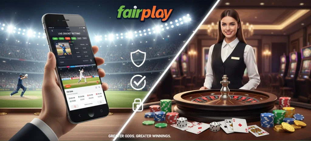 Online betting games with fairplay showing sports betting and live casino gaming