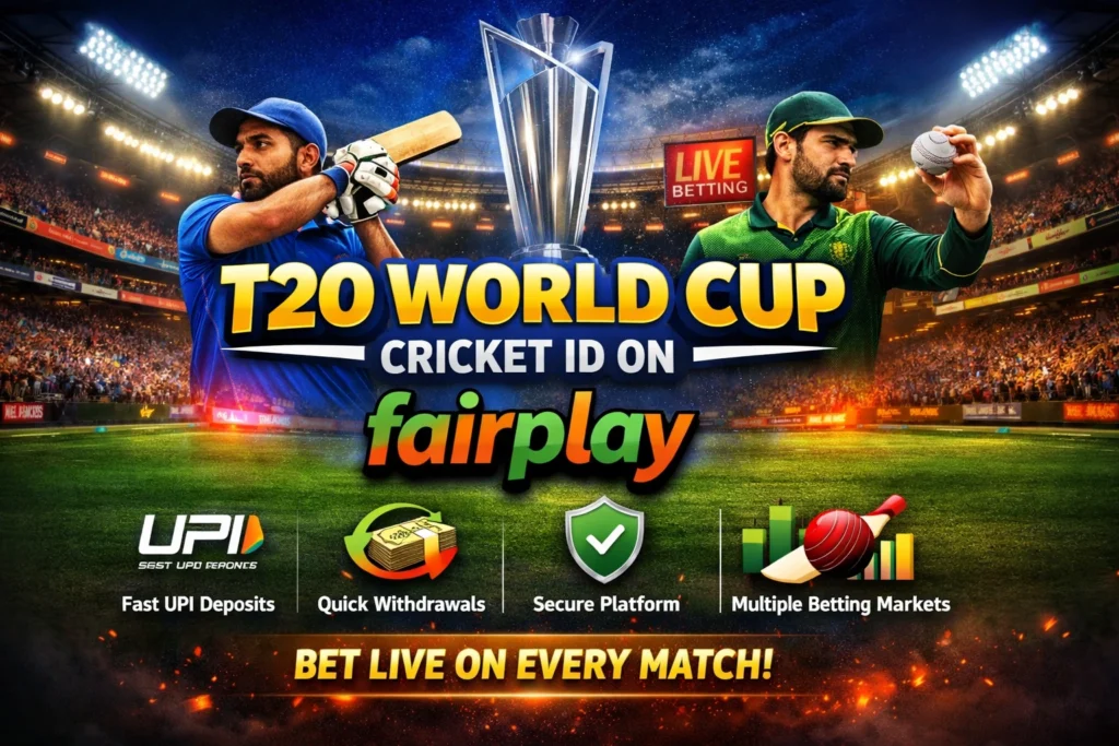 T20 World Cup Cricket ID on Fairplay with live betting, fast UPI deposits, quick withdrawals, and secure online platform
