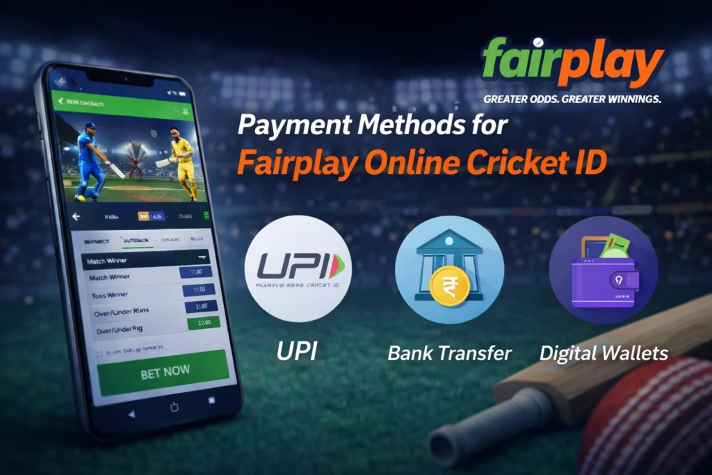 Fairplay Online Cricket ID payment methods including UPI bank transfer and digital wallet