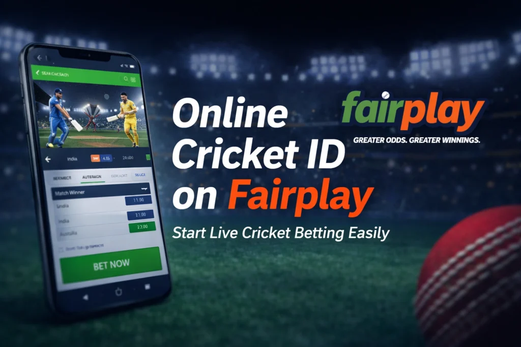 Online Cricket ID on Fairplay platform showing live cricket betting and match odds