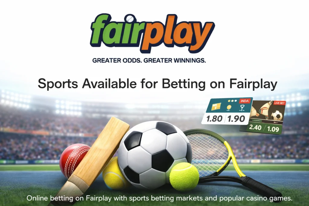 Sports available for betting on Fairplay including cricket football and tennis with live betting odds