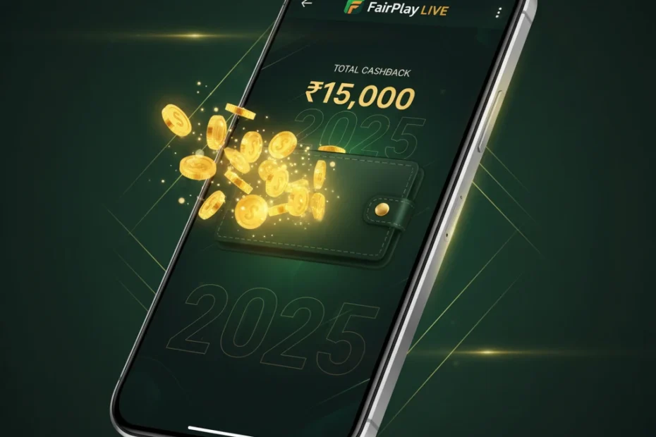 FairPlay Live App bonus wallet showing cashback rewards, coins animation, and 2025 FairPlay bonus code offers
