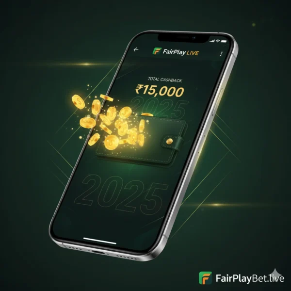 FairPlay Live App bonus wallet showing cashback rewards, coins animation, and 2025 FairPlay bonus code offers