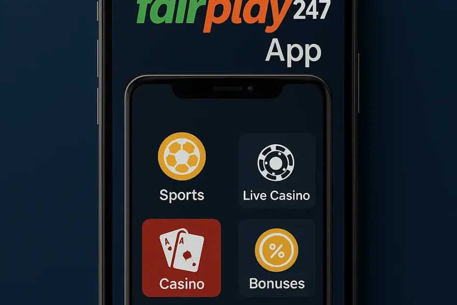 FairPlay247 App Dashboard 2025 showing live casino and sports icons on fairplaybet.live