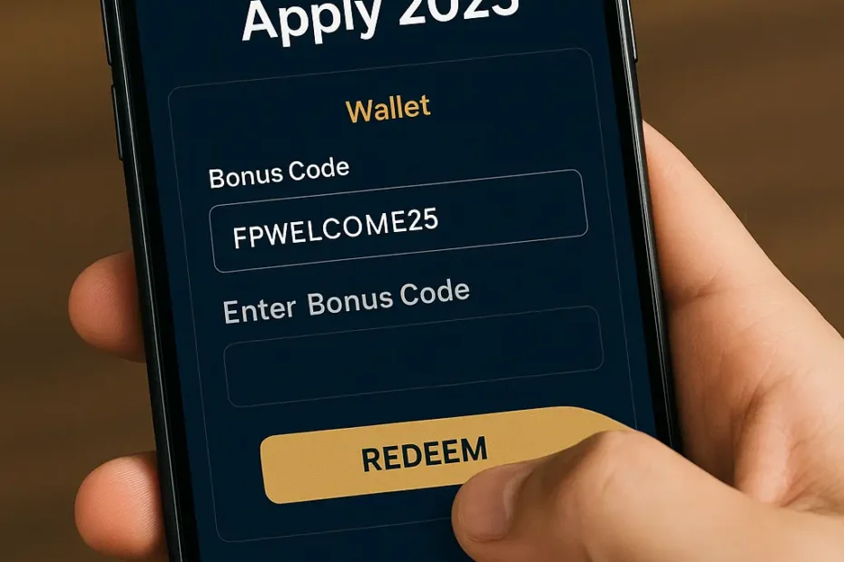 FairPlay247 Bonus Code Apply 2025 showing user entering promo code on wallet screen of fairplaybet.live app