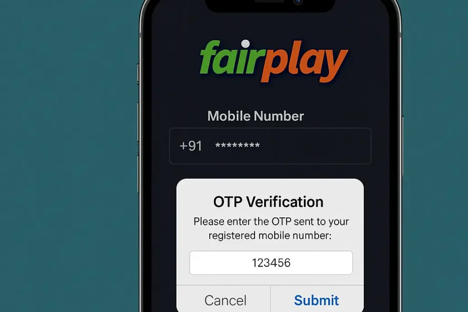 FairPlay247 login screen 2025 showing OTP verification popup and secure access interface on fairplaybet.live