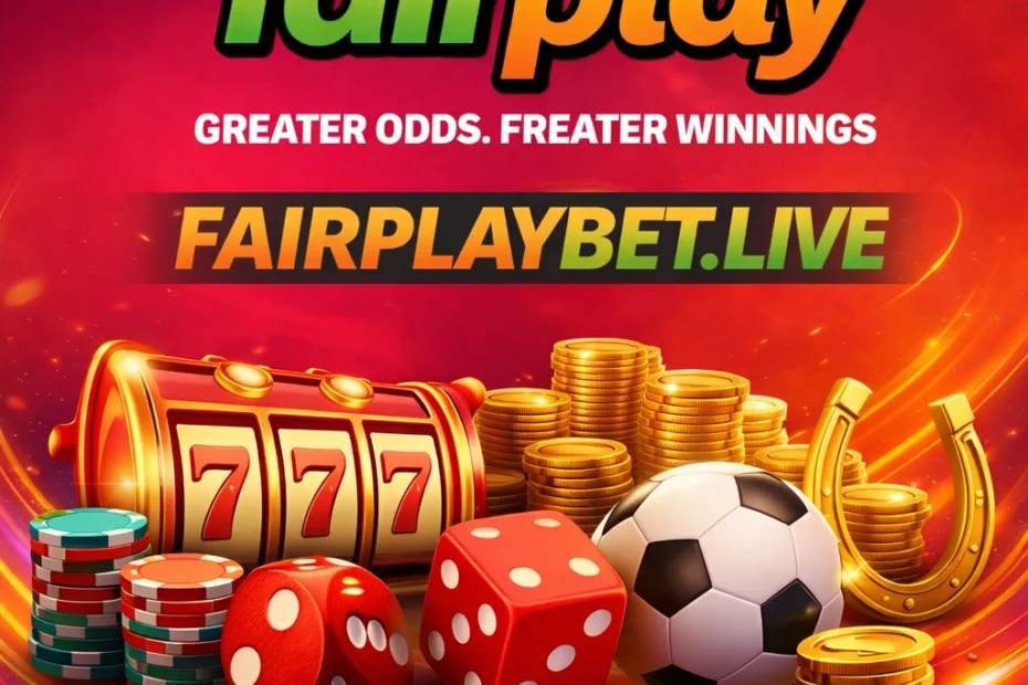 Fair Play ID online betting platform image showing casino elements and fairplaybet.live branding
